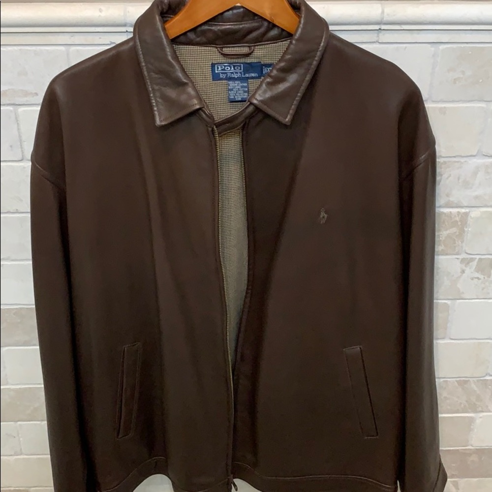 Polo Ralph Lauren Men’s Brown Leather Jacket SZ XL